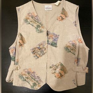 Liz Golf Tan Full Zip Petite Vest